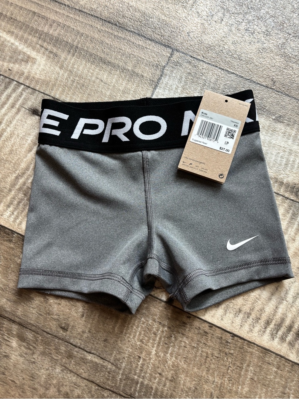 Nike Grey Kids Training Shorts with Black Branded Waistband
